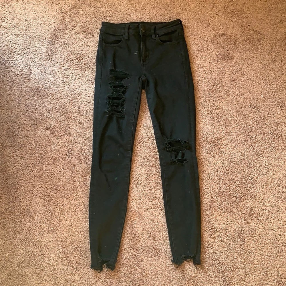 Black Distressed American Eagle Jeans
